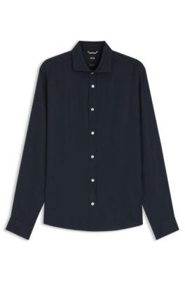 Regular-fit shirt in washed linen by HUGO BOSS