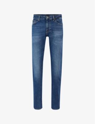 Regular-fit straight-leg mid-rise stretch-denim jeans by HUGO BOSS