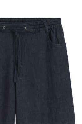 Regular-fit trousers in lightweight denim with drawstring waist by HUGO BOSS