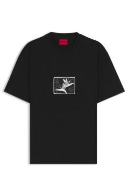 Relaxed-fit T-shirt in cotton with artwork and logo by HUGO BOSS