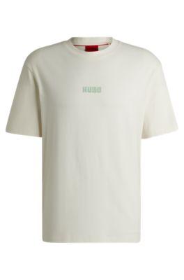 Relaxed-fit T-shirt in cotton with large rear logos by HUGO BOSS