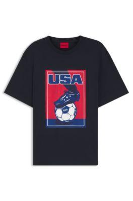 Relaxed-fit T-shirt in cotton with soccer artwork by HUGO BOSS