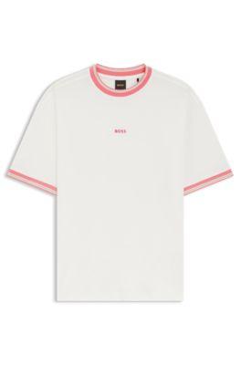 Relaxed-fit T-shirt in cotton with striped trims by HUGO BOSS