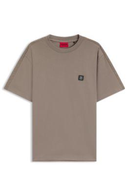 Relaxed-fit T-shirt in interlock cotton with embroidered shoulders by HUGO BOSS