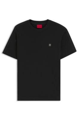 Relaxed-fit T-shirt in interlock cotton with embroidered shoulders by HUGO BOSS