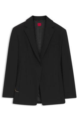 Relaxed-fit blazer in seersucker with chain belt by HUGO BOSS