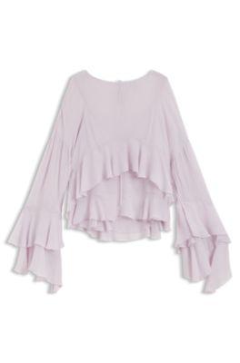 Relaxed-fit blouse in seersucker by HUGO BOSS