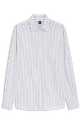 Relaxed-fit blouse in striped cotton poplin by HUGO BOSS