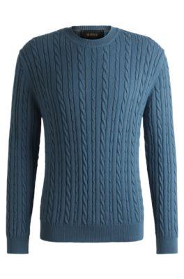 Relaxed-fit cable-knit sweater in cotton and cashmere by HUGO BOSS