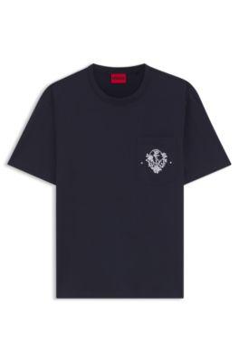 Relaxed-fit cotton T-shirt with anchor pocket print by HUGO BOSS