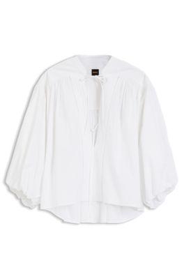 Relaxed-fit cotton-poplin blouse with balloon sleeves by HUGO BOSS