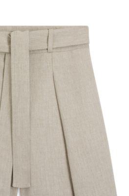Relaxed-fit linen-blend culottes with herringbone weave by HUGO BOSS