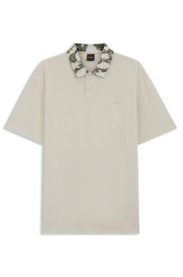 Relaxed-fit polo with jacquard collar by HUGO BOSS