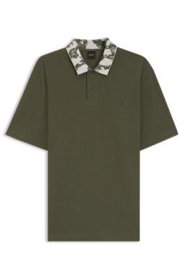 Relaxed-fit polo with jacquard collar by HUGO BOSS