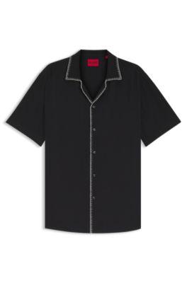 Relaxed-fit shirt in cotton seersucker by HUGO BOSS