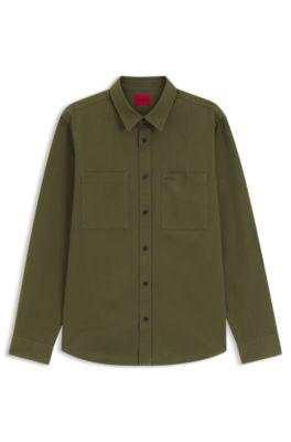Relaxed-fit shirt in cotton twill with chest logo by HUGO BOSS