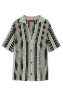 Relaxed-fit shirt in open-knit cotton by HUGO BOSS