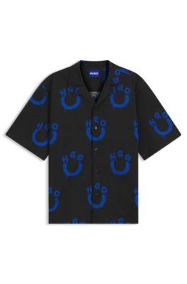 Relaxed-fit shirt with logo print by HUGO BOSS