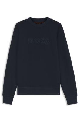 Relaxed-fit sweatshirt in cotton terry with embroidered logo by HUGO BOSS