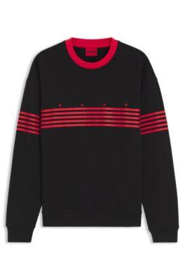 Relaxed-fit sweatshirt in cotton terry with printed stripes by HUGO BOSS