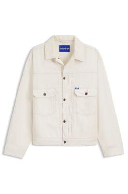 Relaxed-fit trucker jacket in ecru denim by HUGO BOSS