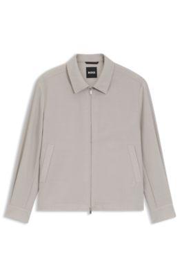 Relaxed-fit zip-up jacket in patterned virgin wool by HUGO BOSS