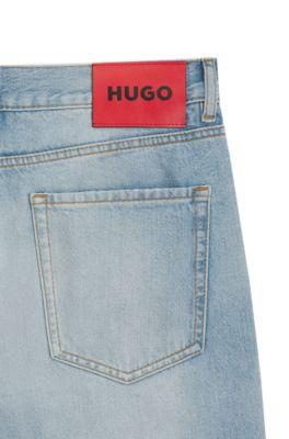 Relaxed-tapered-fit jeans in bright-blue denim by HUGO BOSS