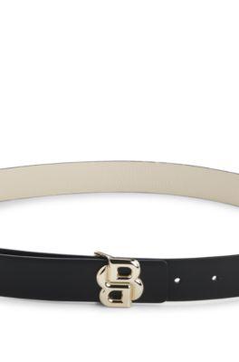 Reversible Italian-leather belt with Double B monogram by HUGO BOSS