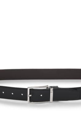 Reversible Italian leather belt with two textures by HUGO BOSS