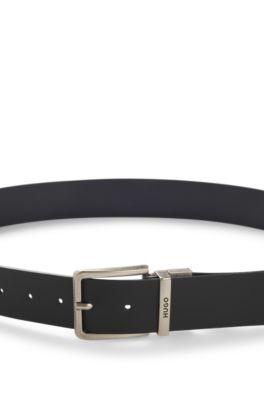 Reversible belt in smooth and grained leather by HUGO BOSS
