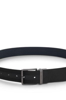 Reversible belt with monogrammed Italian leather by HUGO BOSS Reversible belt with monogrammed Italian leather by HUGO BOSS