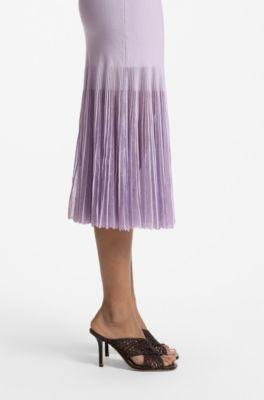 Rib-knit dress with sheer pleating by HUGO BOSS