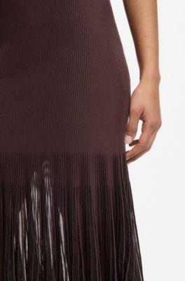 Rib-knit dress with sheer pleating by HUGO BOSS