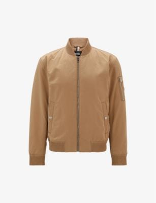 Ribbed-collar regular-fit woven bomber jacket by HUGO BOSS