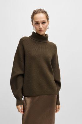 Ribbed rollneck sweater in wool by HUGO BOSS