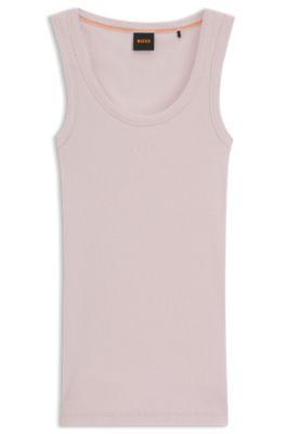 Ribbed top in stretch cotton by HUGO BOSS