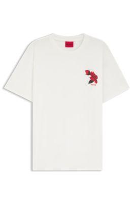 Rose-artwork T-shirt in cotton jersey by HUGO BOSS