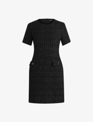 Round-neck short-sleeve tweed mini dress by HUGO BOSS