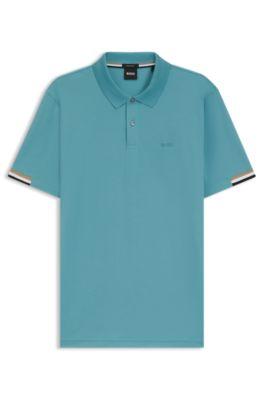 Rubberised-logo polo shirt in mercerised cotton by HUGO BOSS