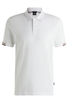Rubberised-logo polo shirt in mercerised cotton by HUGO BOSS
