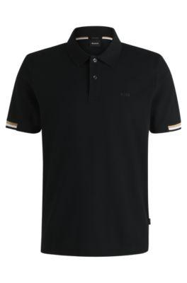 Rubberised-logo polo shirt in mercerised cotton by HUGO BOSS