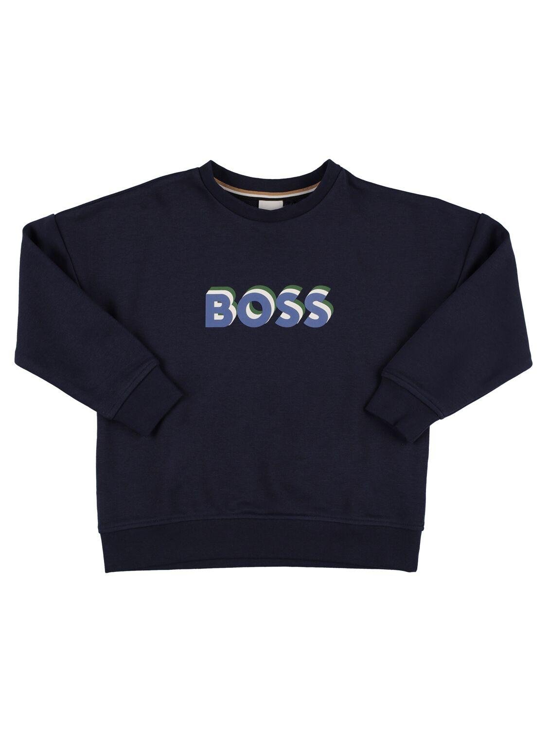 Rubberized Logo Cotton Sweatshirt by HUGO BOSS