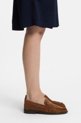 Ruched-detail loafers in suede by HUGO BOSS