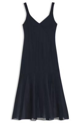 Satin slip dress with organza inserts by HUGO BOSS