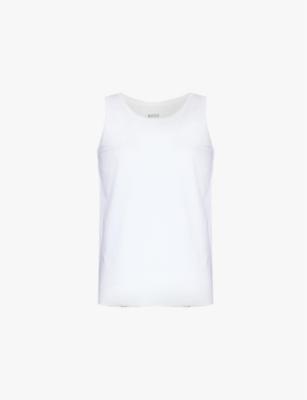 Scoop neck embroidered branding cotton-jersey vest by HUGO BOSS