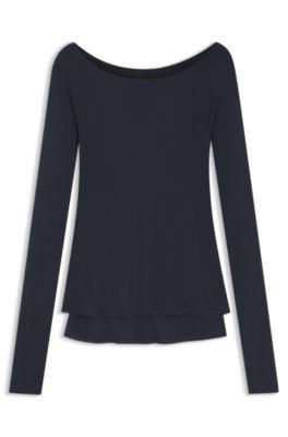 Sheer-jersey top with double layer by HUGO BOSS