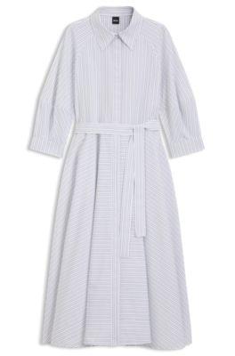 Shirt dress in striped cotton poplin by HUGO BOSS