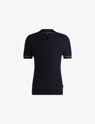 Short-Sleeve Regular-Fit Knitted Polo Shirt by HUGO BOSS