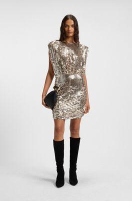 Shoulder-pad dress with sequins by HUGO BOSS Shoulder-pad dress with sequins by HUGO BOSS