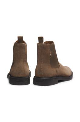Signature-stripe Chelsea boots in suede by HUGO BOSS